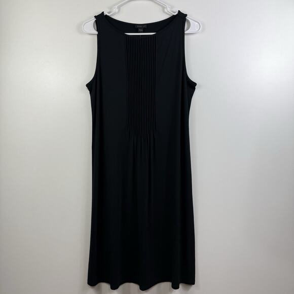 New J Jill Wearever Collection Black Knit Shift Dress Small Pintuck Pleating - Picture 11 of 13